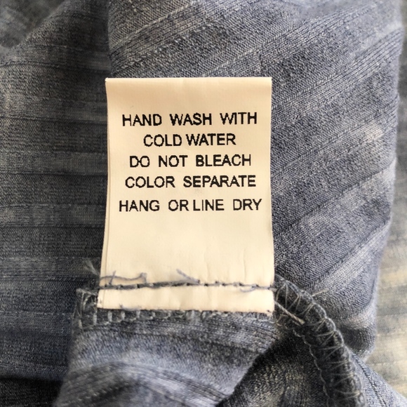 Blue Gray High Neck Back Tie, Tie Dye Top - Picture 6 of 7